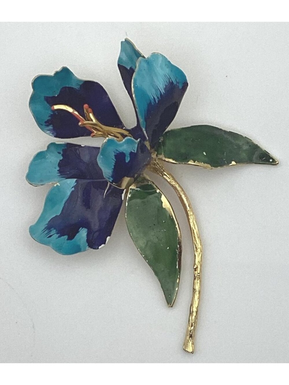 1960s Judy Lee Signed Enameled Orchid Brooch